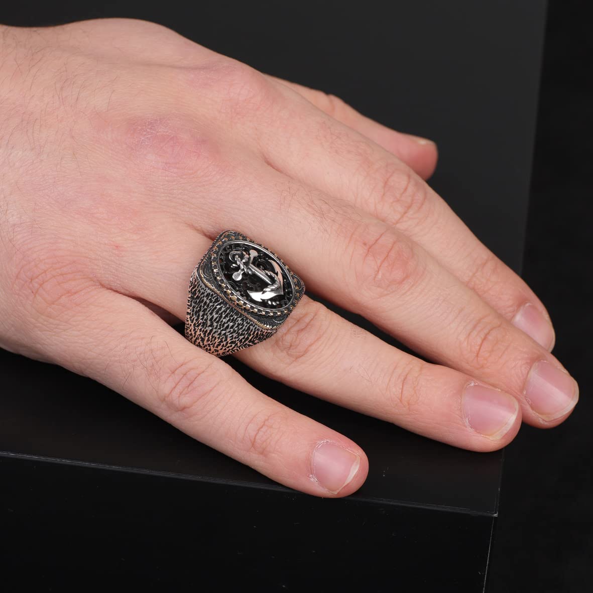 925K Sterling Silver Anchor Ring