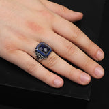 Handmade Vintage Blue Sapphire Ring - Polished 925 Sterling Silver Men's Gemstone Ring — image 2