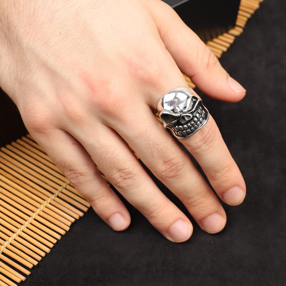 Skull Handmade Sterling Silver Men Biker Ring