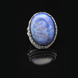 Vintage Lapis Lazuli Eagle Ring for Men - Large Oval Stone 925 Sterling Silver Turkish Handmade Polished Engagement Ring with Silver Polishing Cloth Gift — image 3