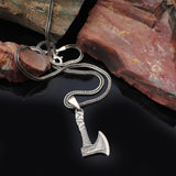 Sterling Silver Axe & Bird Necklace – Gothic Polished Pendant — image 2