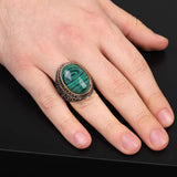 925K Sterling Silver Malachite Ring Men — image 6