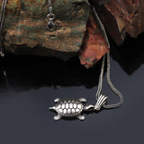 Sterling Silver Turtle Necklace - Gothic Biker Pendant for Men with Silver Chain & Free Cleaning Cloth Gift - Men’s Turtle Pendant Necklace — image 2