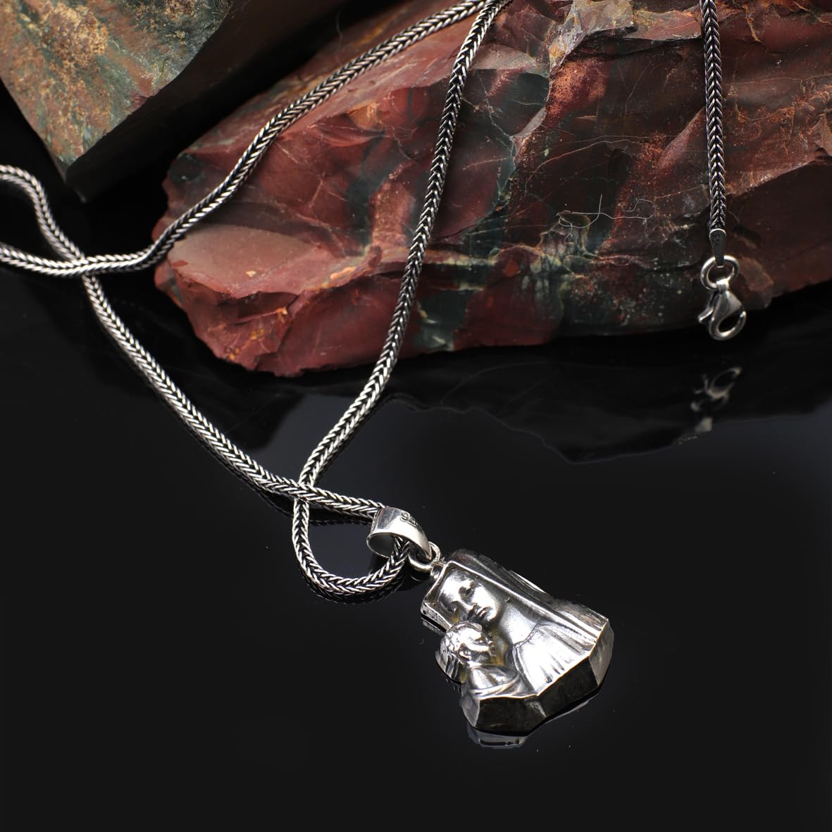 Gothic Virgin Mary Necklace for Men