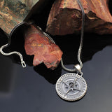 Men's Compass Pendant Necklace - Onyx and Sterling Silver Gothic Biker Necklace with Silver Chain & Polishing Cloth — image 2