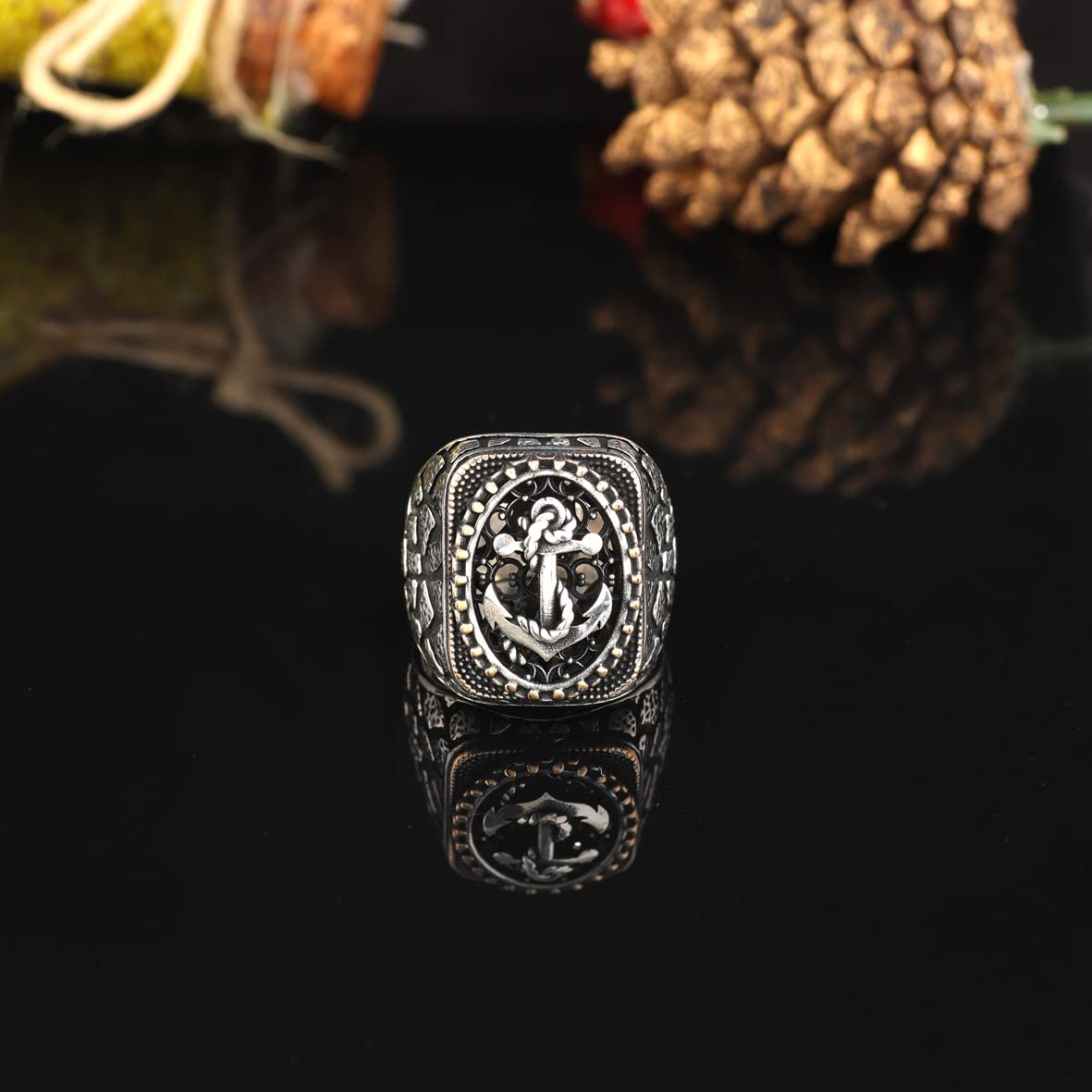 925K Sterling Silver Anchor Ring