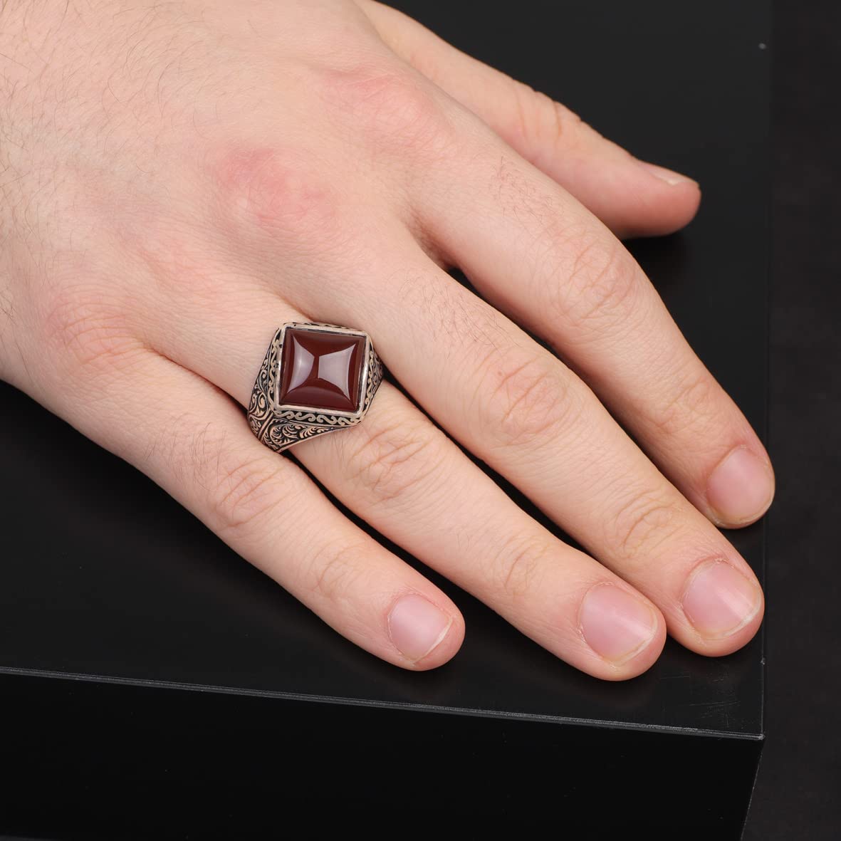 Men Handmade Carnelian Stone Ring