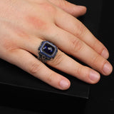 Handmade Vintage Blue Sapphire Ring - Polished 925 Sterling Silver Men's Gemstone Ring — image 2