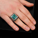 Vintage Malachite Ring with Micro Jade Stone - Handmade 925 Sterling Silver Men's Ring with Gemstone - Includes Silver Polishing Cloth Gift — image 6