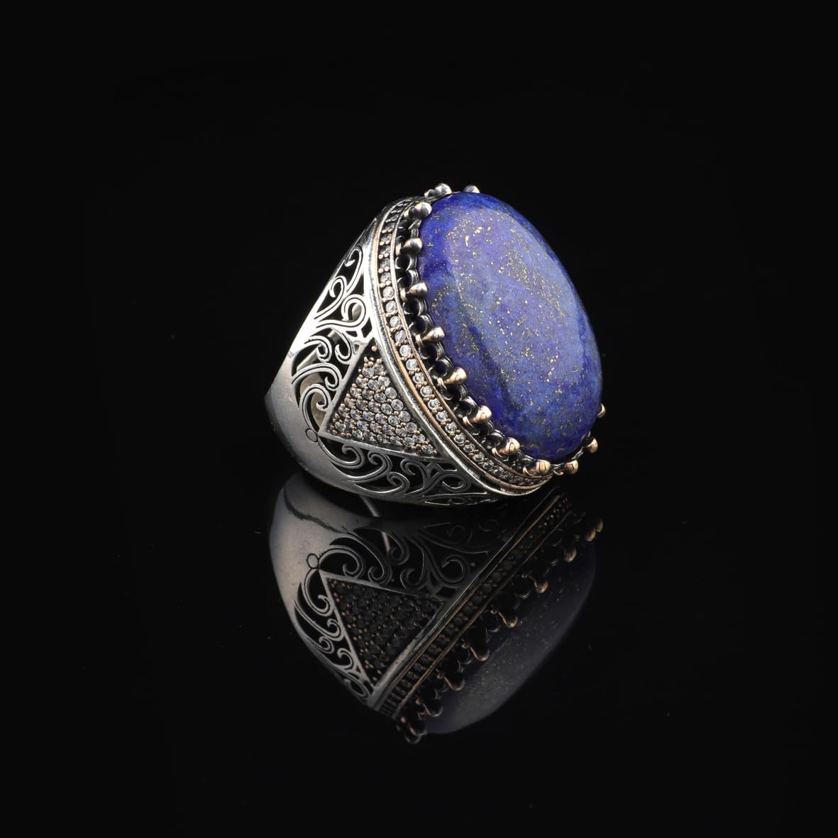 Lapis Lazuli Ring with Micro Sapphire