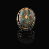 Iris Flower Model Special Turquoise Ring - Chunky Sterling Silver Engagement Ring for Men — image 3