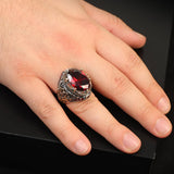 Handmade Garnet Ring Ottoman Style – Large Statement Vintage Gemstone Ring — image 6