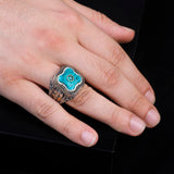 Handmade Vintage Malachite Ax Ring - 925 Sterling Silver Men's Ring with Micro Jade Gemstone - 925 Sterling Silver Rings for Men - Birthday Gifts — image 6