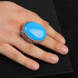 Genuine Turquoise Men's Ring - Large Oval Stone — image 2