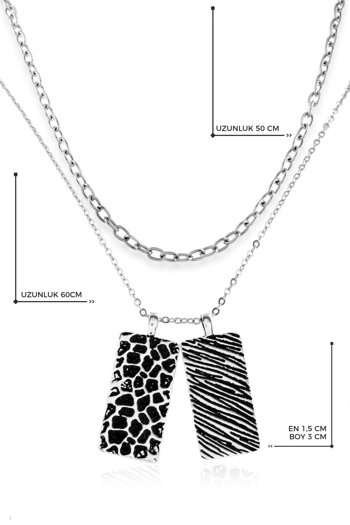 Silver Plated Double Curb Chain Box Necklace