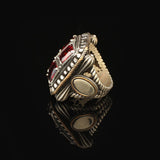 Garnet White Sapphire Large Statement Ring Whiskey Barrel Chunky Silver Ottoman Vintage 925 Sterling Engagement Promise Gemstone Gift for Husband — image 5