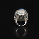 Aquamarine Ring with Micro Turquoise Stone – Large Oval Stone in Polished 925 Sterling Silver — image 6