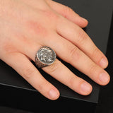 Lion Ring Animal Ring Statement Ring Vintage Ring Sterling Silver Ring Pinky Ring Silver Signet Ring Gift for Him Handmade — image 2