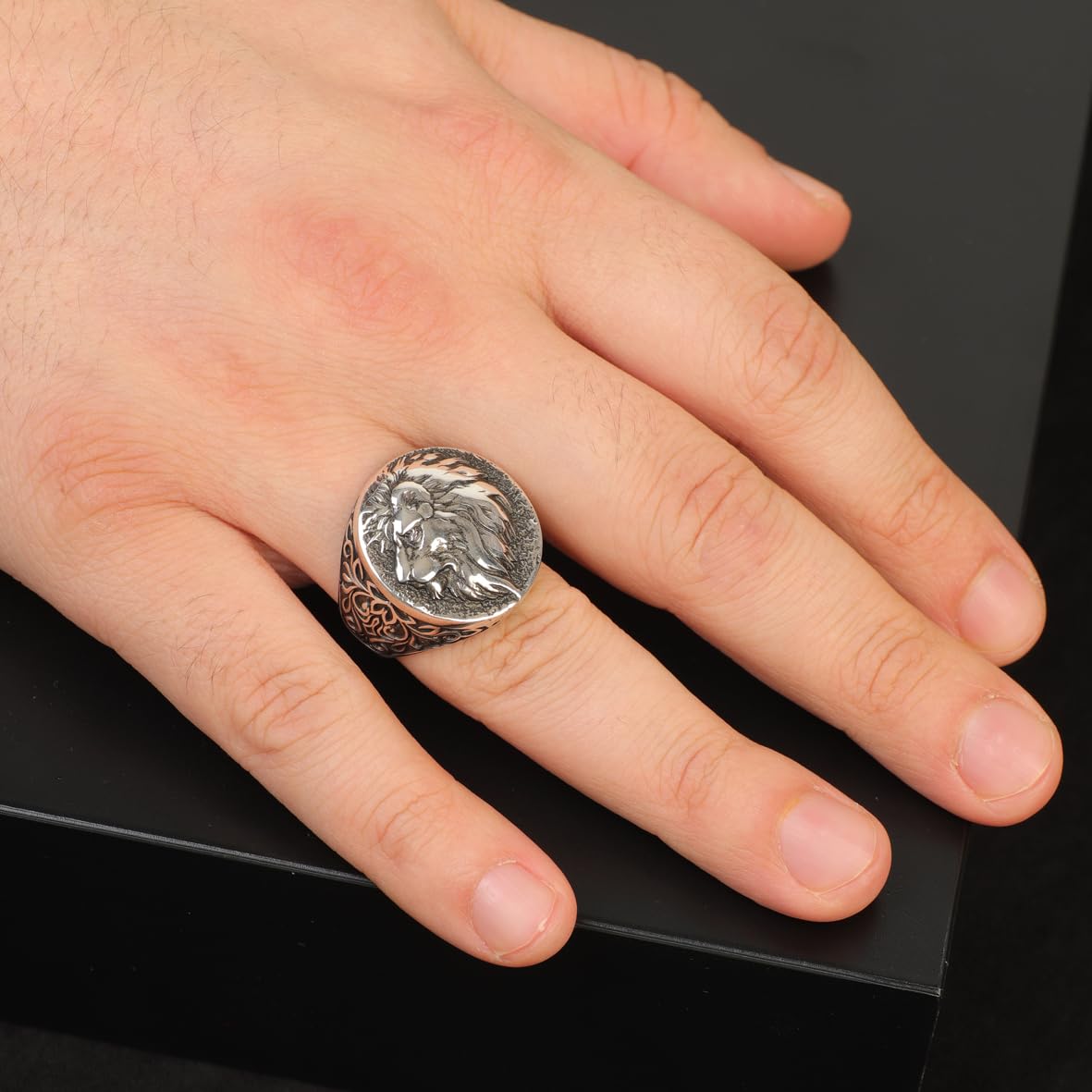 Lion Ring Animal Ring Statement Ring Vintage Ring Sterling Silver Ring Pinky Ring Silver Signet Ring Gift for Him Handmade