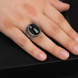 Handmade Virgin Mary Signet Ring – Black Onyx Oval Stone — image 2