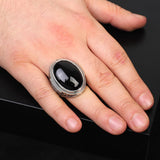 Mens Black Onyx Ring – Chunky Sterling Silver Ring with Micro Sapphire — image 6