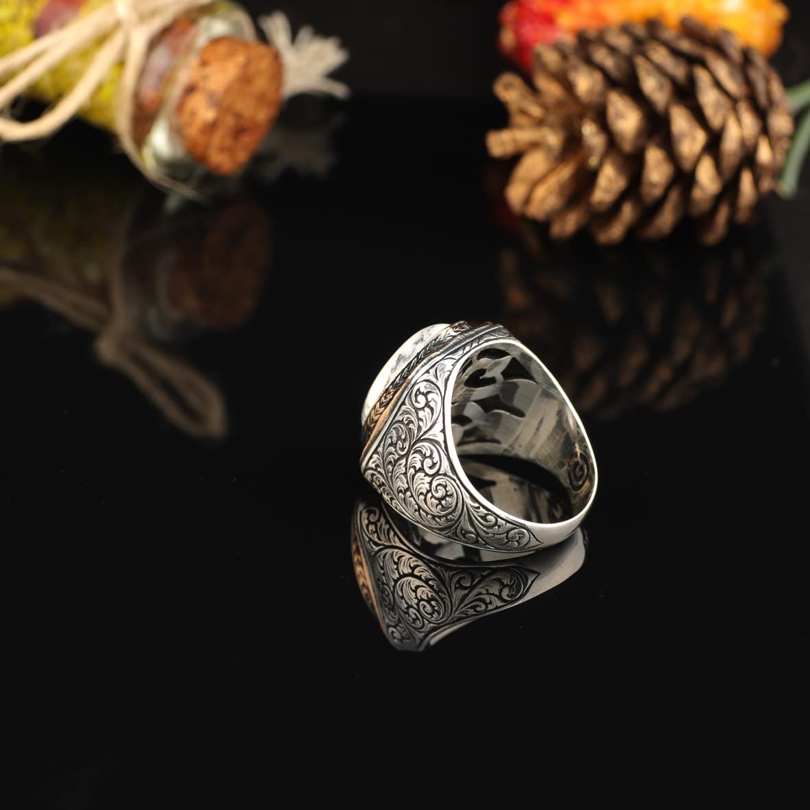 Turquoise Stone Men Silver Ring