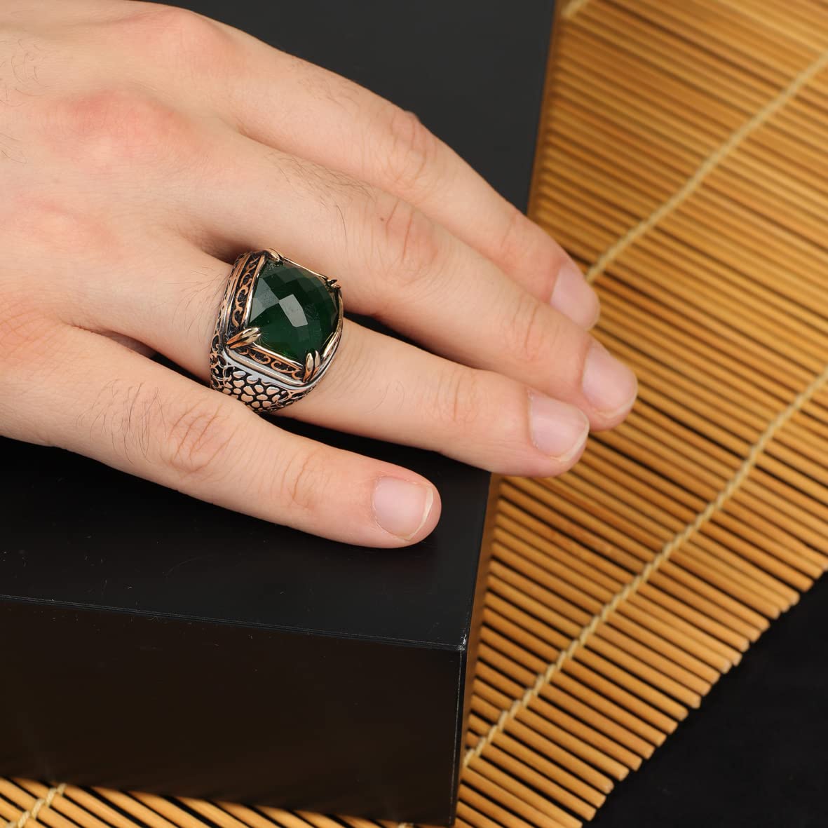 925K Sterling Silver Jade Ring