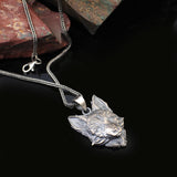 Sterling Silver Wolf Necklace – Gothic Animal Pendant – Biker Mens Necklace with Silver Chain & Silver Cleaning Cloth Gift — image 2