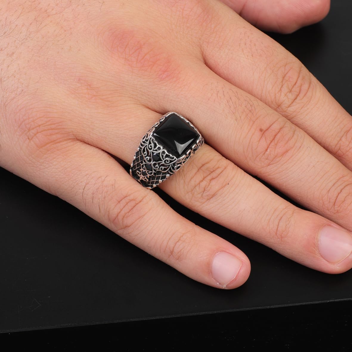 Men's Black Onyx Pinky Ring