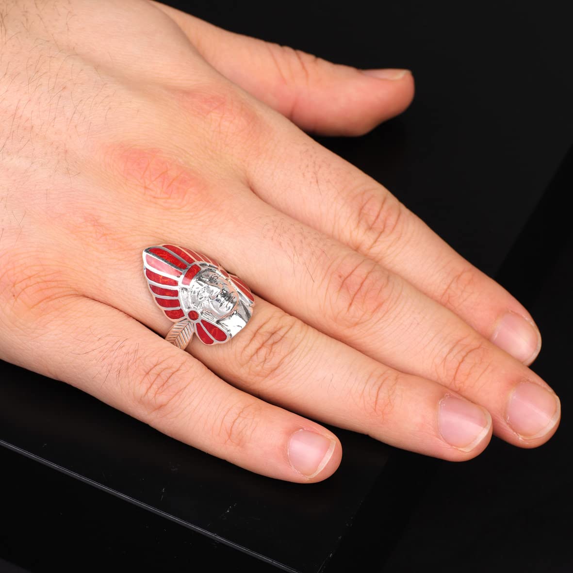 American Indian Chief Handmade Silver Men Ring