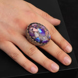 Special Turquoise Men’s Ring with Large Oval Stone – Vintage 925 Sterling Silver Ring — image 2