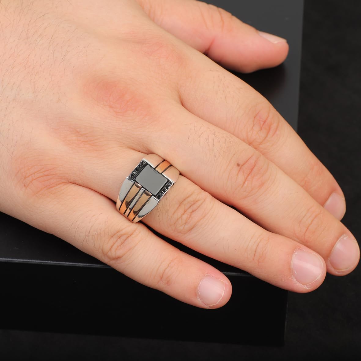 Men’s Sterling Silver Onyx Ring