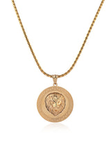 Lion Figure Stainless Steel Curb Chain Boxed Gold Necklace For Men — image 1