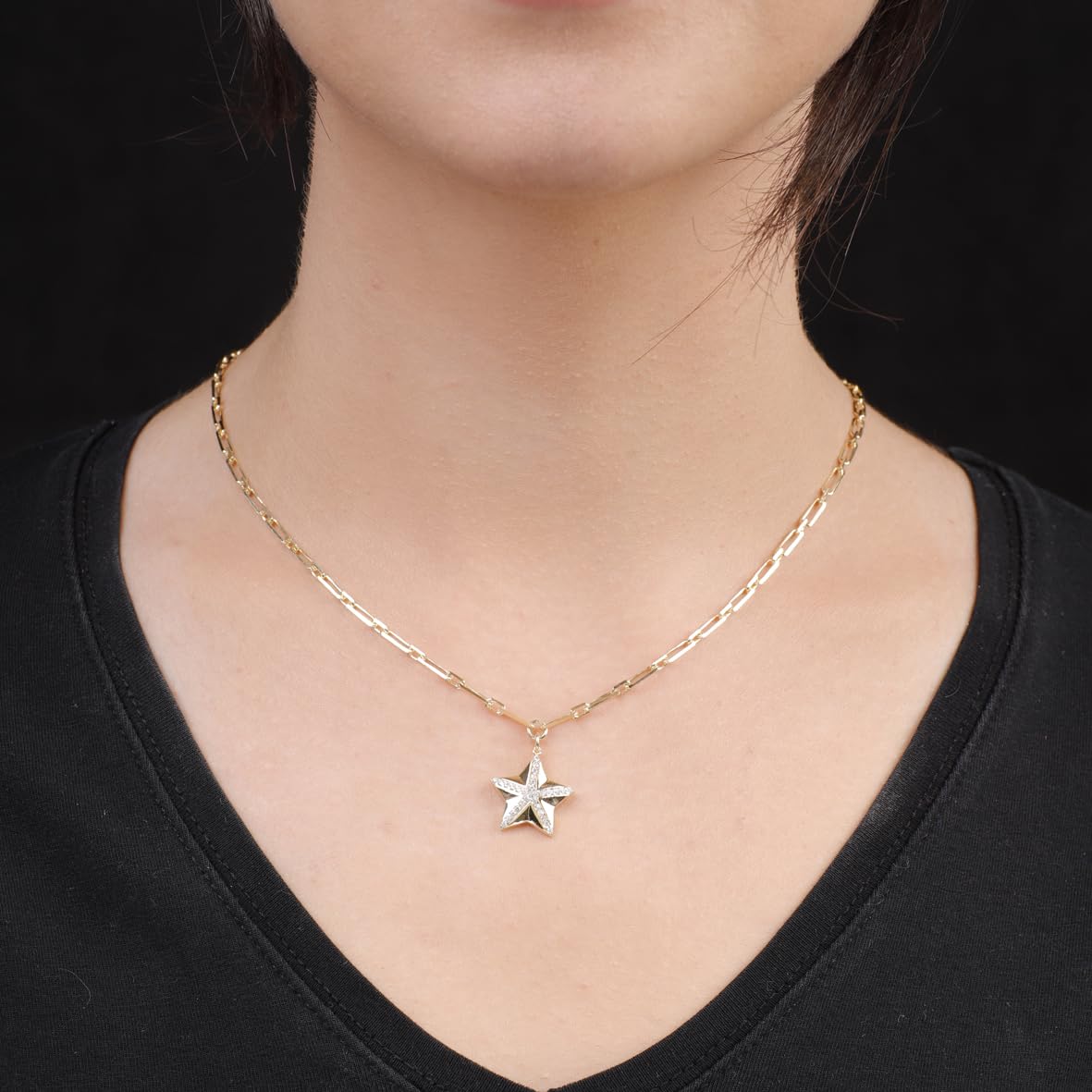 Golden Star Necklace - Gold Plated & Sterling Silver Necklace - Cute Necklaces with Aesthetic Charm - Dainty Gold Necklace for Women - Birthday Gifts for Women