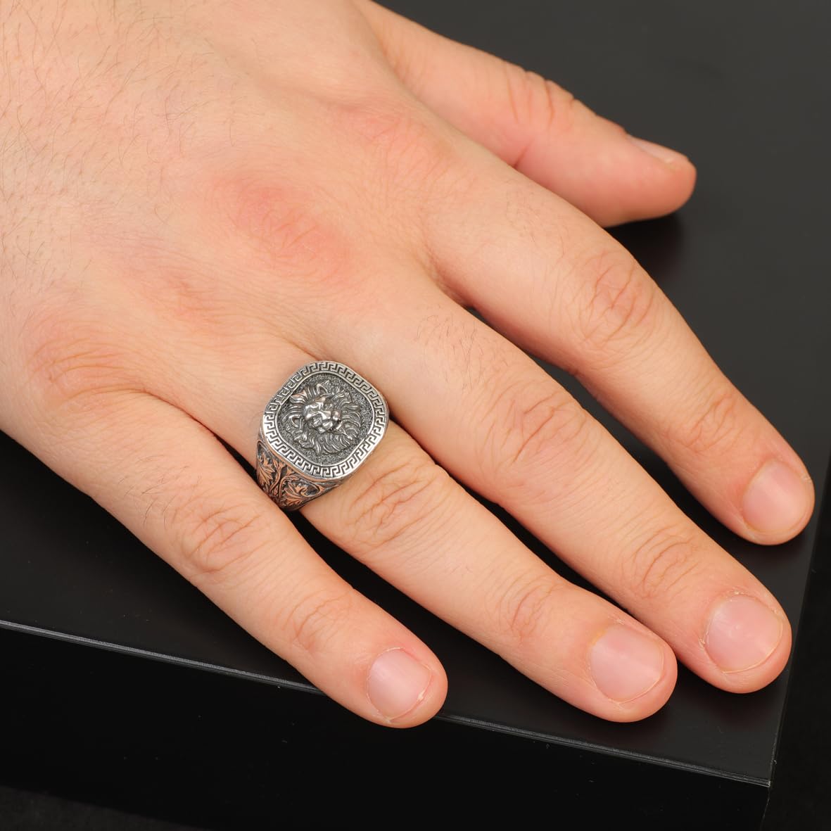 Lion Ring Silver Signet Ring Animal Gothic Ring Statement Ring Vintage Ring Pinky Ring Sterling Silver Ring Gift for Him Unique Design