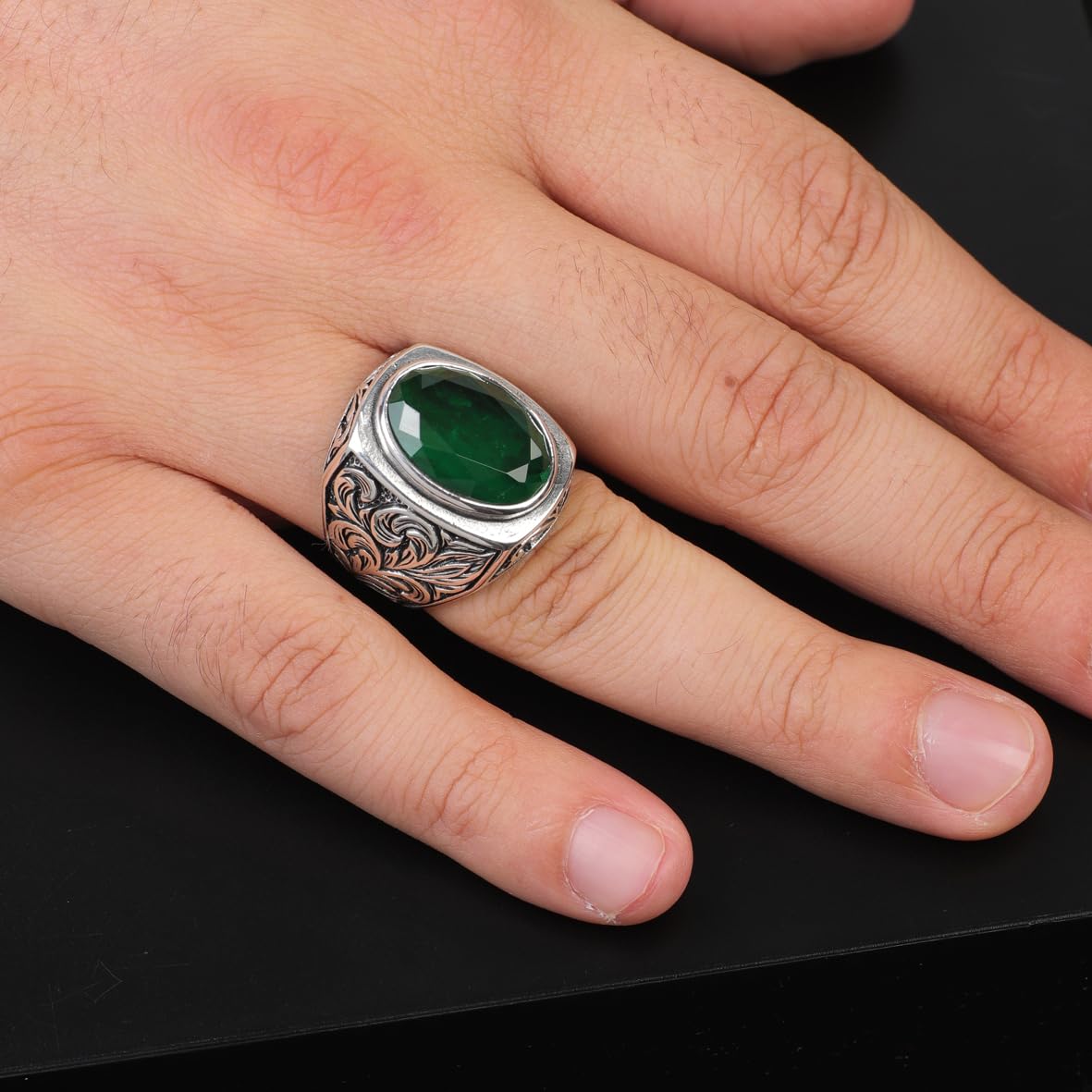 Men's Vintage Ottoman Emerald Ring