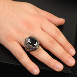 Large Statement Onyx Ring Ottoman Style – Handmade Vintage Gemstone Ring — image 6