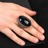 Blue Sapphire Oval Stone Large Ring -Gemstone Ottoman Men Vintage Handmade 925Sterling Silver Rings for Men with Silver Polishing Cloth Gift — image 2