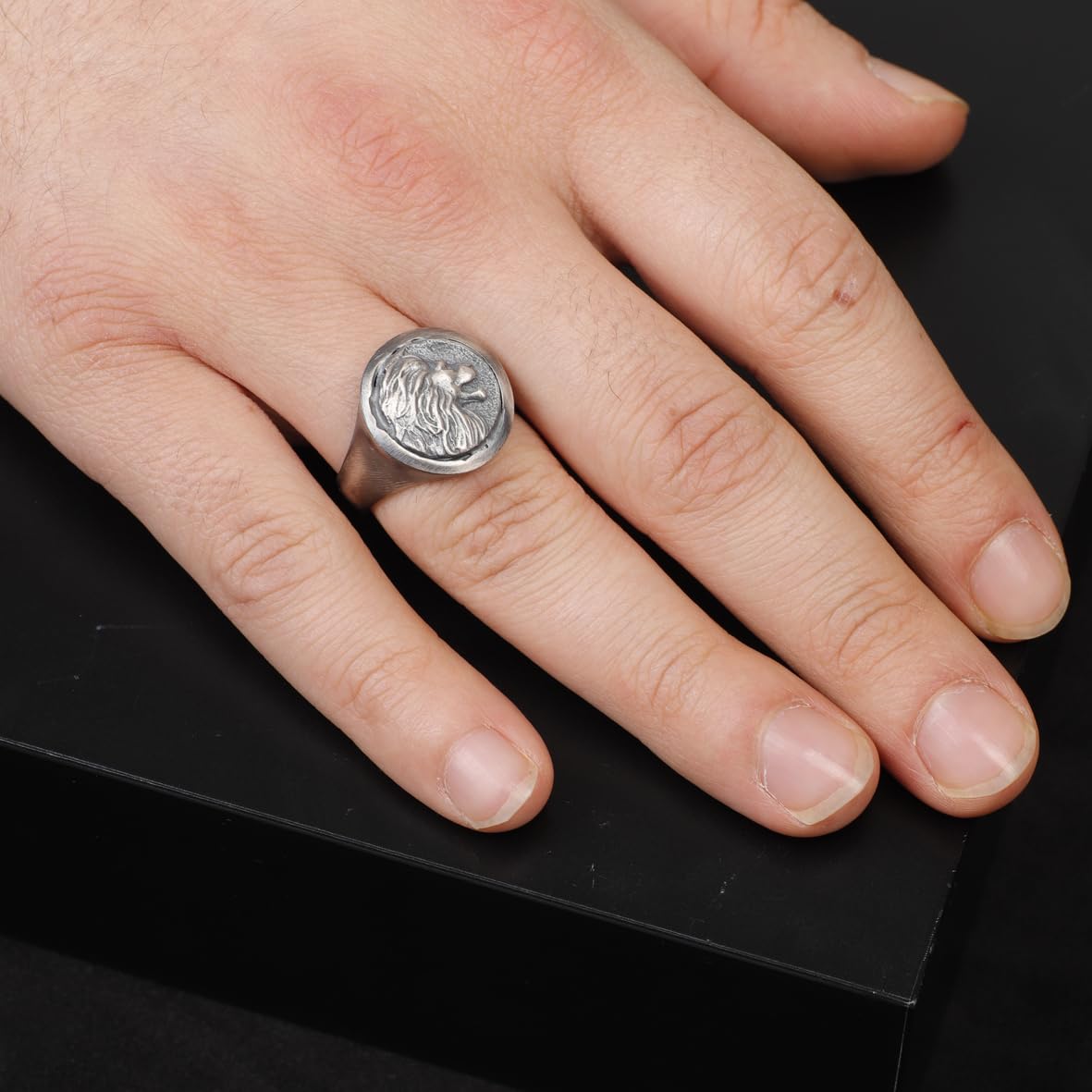 Handmade Lion Signet Ring - 925 Sterling Silver Men's Ring