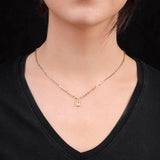 Baguette Necklace with Zircon Stone in Gold Plated Sterling Silver - Cute and Aesthetic Necklace - Gold Plated Sterling Silver for Women - Birthday Gifts for Women — image 3