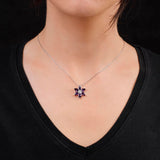 Amethyst Necklace on Sterling Silver Chain - Aesthetic and Cute Accessory - Sterling Silver Flower Necklace for Women's Aesthetic - Birthday Gifts for Women — image 3