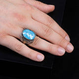 Vintage Handmade 925 Sterling Silver Men's Aquamarine Ring - 925 Sterling Silver Rings for Men - Handcrafted Ring for Men — image 6