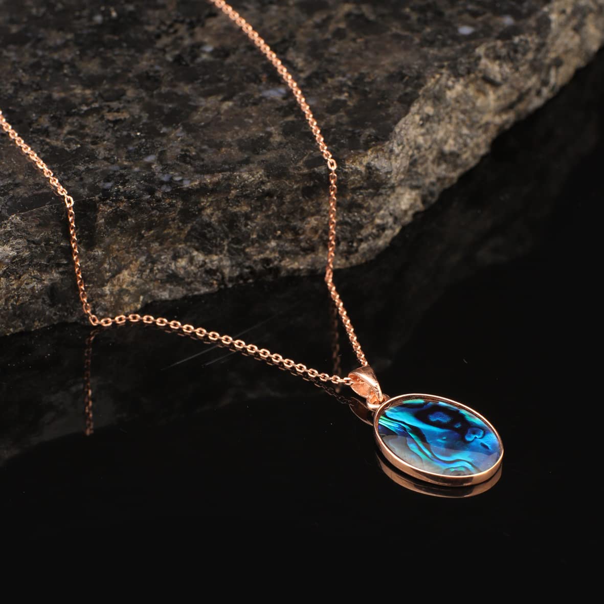 Sterling Silver Ocean Nacre Necklace for Women - Sterling Silver Necklace with Ocean Nacre Pendant for Women - Gift for Her