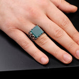 Handmade 925 Sterling Silver Jade Ring in Ottoman Style - Gemstone Men's Jewelry with Ring and Silver Polishing Cloth Gift — image 6