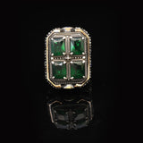 Handmade Emerald and Sapphire Stone Ottoman Ring – Large Statement Vintage Gemstone Ring — image 3