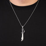 Sterling Silver Sword Necklace – Gothic Mens Pendant on Silver Chain – Biker Necklace with Silver Cleaning Cloth Gift — image 3
