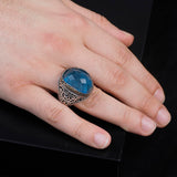 Vintage Handmade 925 Sterling Silver Men's Aquamarine Ring - 925 Sterling Silver Rings for Men - Handcrafted Ring for Men — image 7