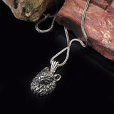 Wolf Pendant Necklace – Sterling Silver Gothic Animal Jewelry – Biker Mens Necklace with Silver Chain & Free Cleaning Cloth — image 2
