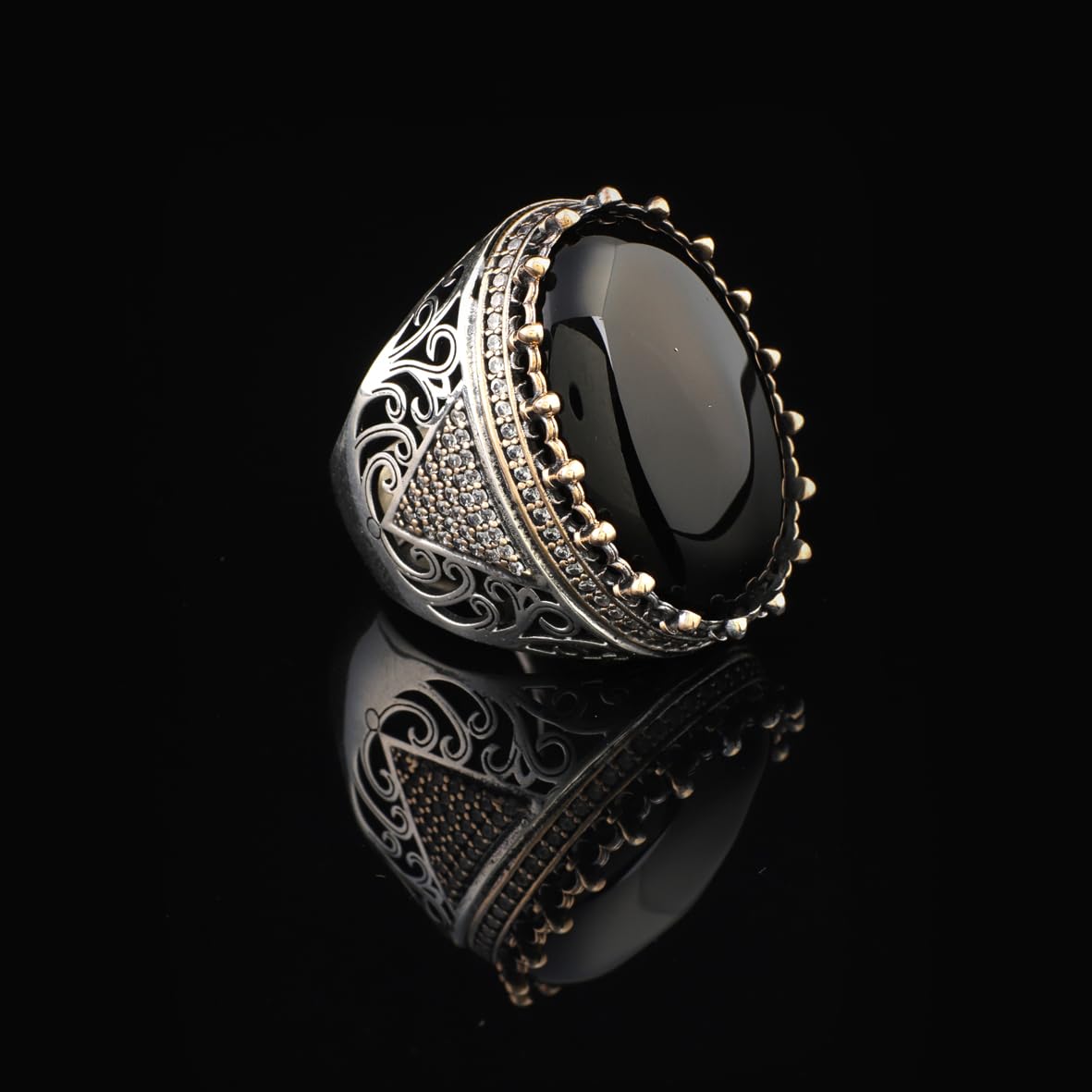 Black Onyx Ring with Micro Sapphire