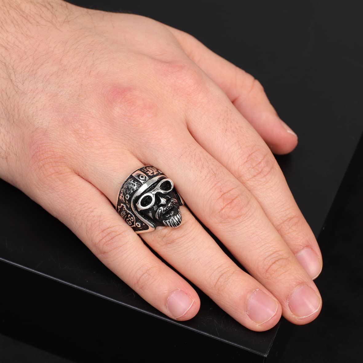 925K Sterling Silver Mens Biker Ring